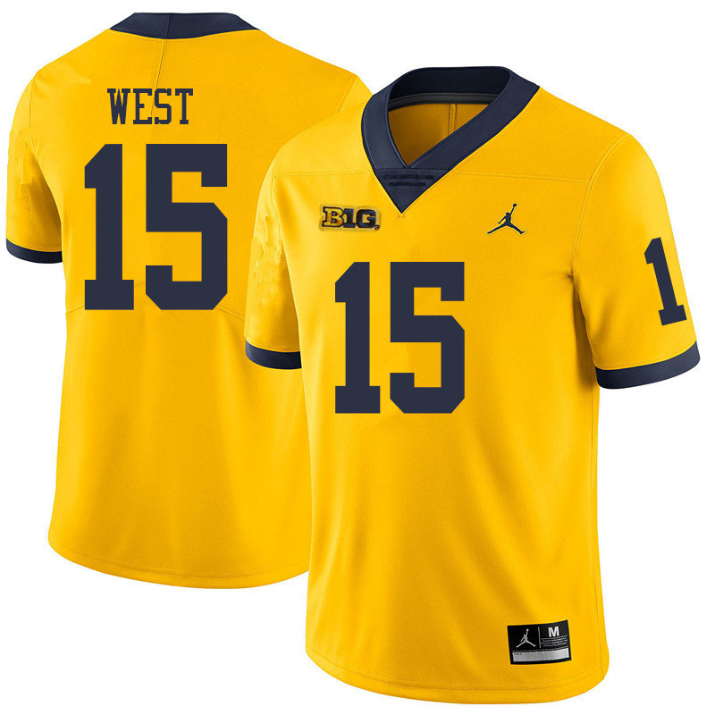 Jordan Brand Men #15 Jacob West Michigan Wolverines College Football Jerseys Sale-Yellow